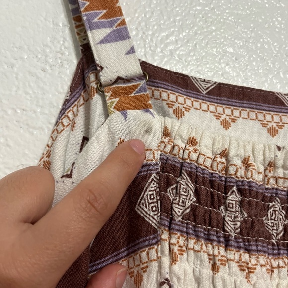 SONOMA Aztec Cami Midi Dress Size XL Linen Blend Adjustable Straps With Pockets - Picture 10 of 16